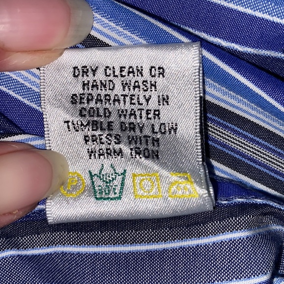 Bugatchi UOMO Blue Pinstriped Long Sleeve Button Down Mens Dress Shirt-Size M - Picture 7 of 10